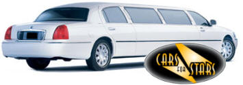 Chauffeur driven white Lincoln Town Car stretched limousine