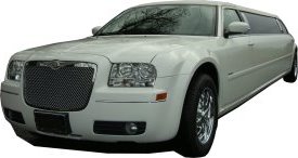 White Chrysler limo for hire, School Proms, Birthday celebrations and anniversaries. Cars for Stars (Maidstone)